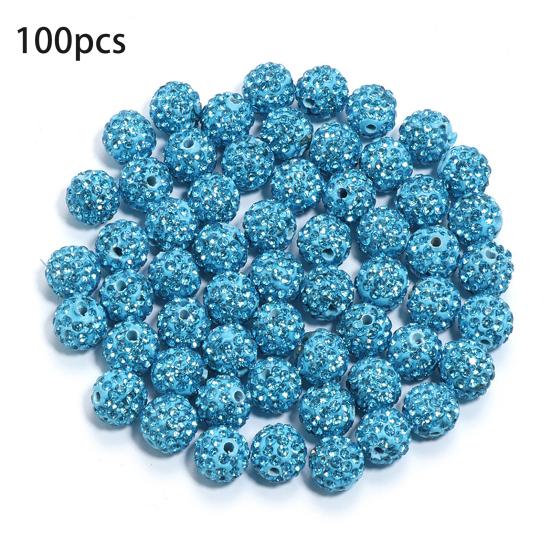 100Pcs 10mm Contas de Argila de Strass Coleção de Gelo Beisebol Estilo Bling Contas Redondas para Colar Pulseira Brincos Jóias DIY