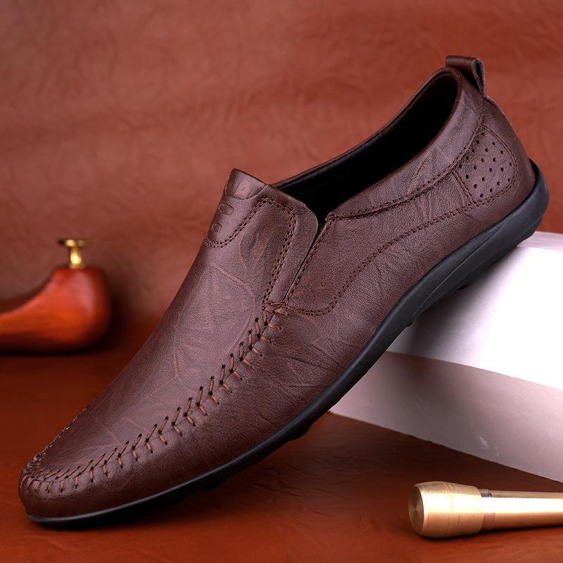 Chaussures en cuir business casual chaussures de conduite en cuir à surface douce cuir respirant printemps chaussures à semelle souple bonnet