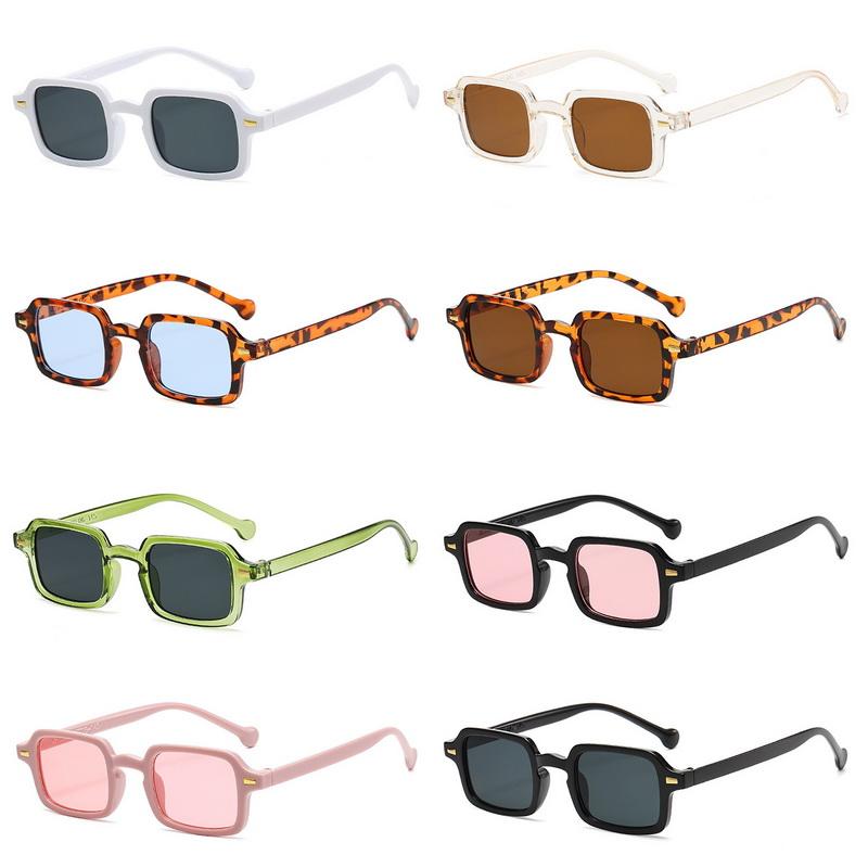 Fashion Vintage Small Rectangular Frame Sunglasses Woman Luxury UV400 Sun Glasses Female Trendy Leopard Blue Oculos De Sol