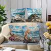4-piece Summer Beach Pillowcase Set - Featuring Seahorse, Starfish, and Seashell Patterns, Suitable for Sofas, Cars and Bedrooms