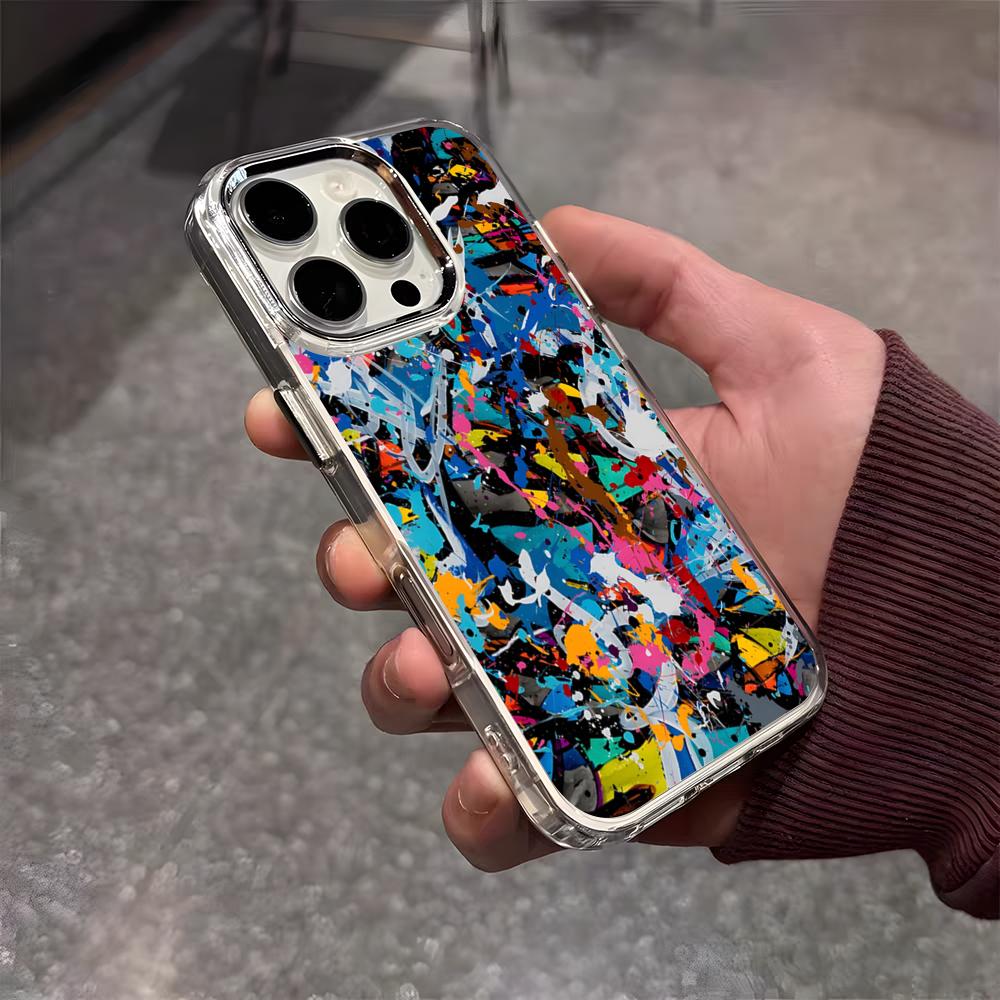 Graffiti Cool Art Phone Case For IPhone 17 Air 16 E 15 14 13 12 11 Plus Pro Max Electroplated Transparent Soft Shell
