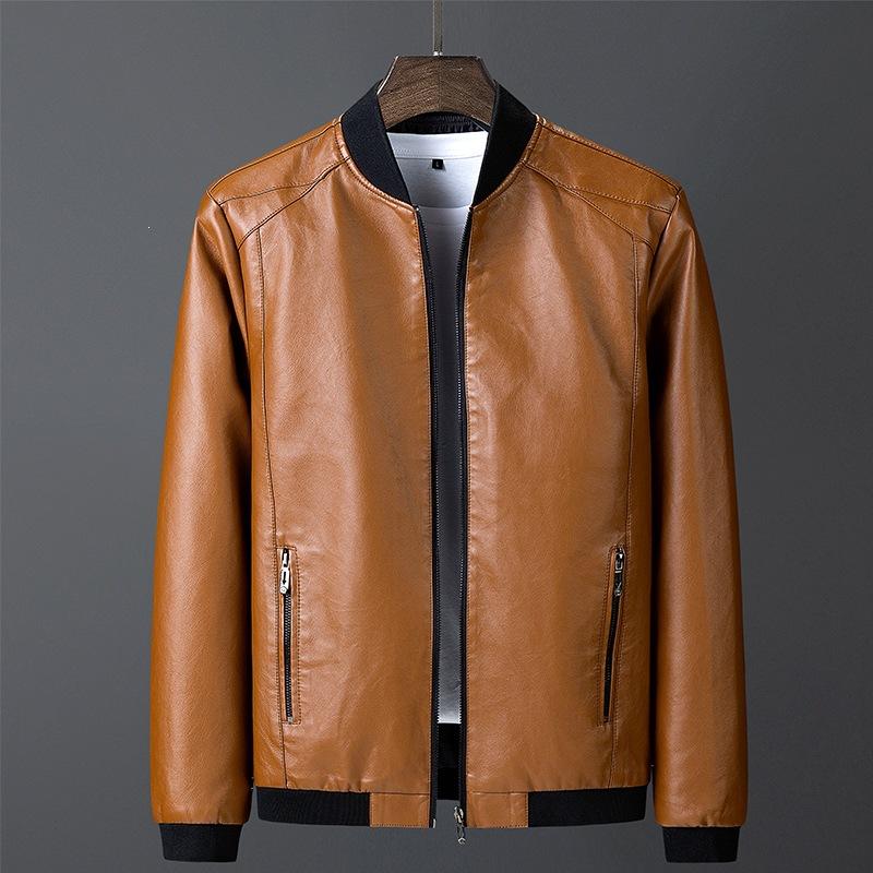Trendy men's leather jacket casual jacket slim fit handsome spring and autumn youth locomotive versatile leather jacket men