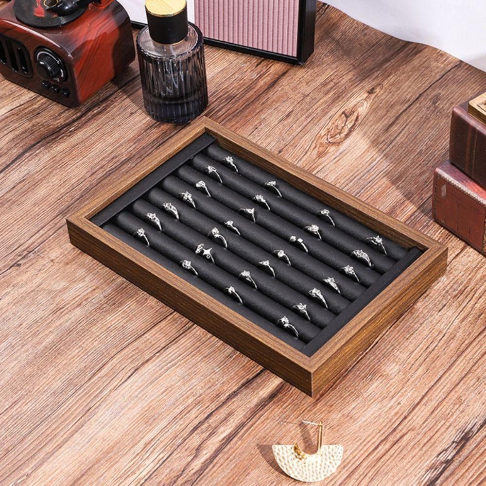 Simple Jewelry Organizer 12/24 Grids Jewelry Display Holder Wooden Jewelry Tray  Jewelry Seller
