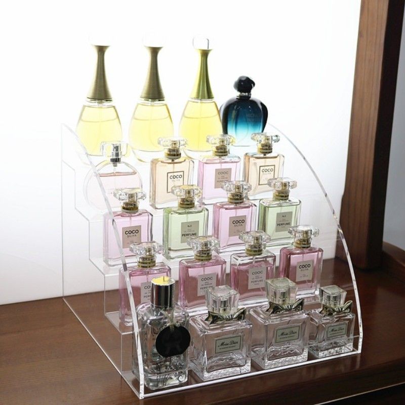 Cosmetics Storage Rack Acrylic Display Stand Dressing Table Multi Layer Organizational Shelves Desktop Ladder Type Showcase Box