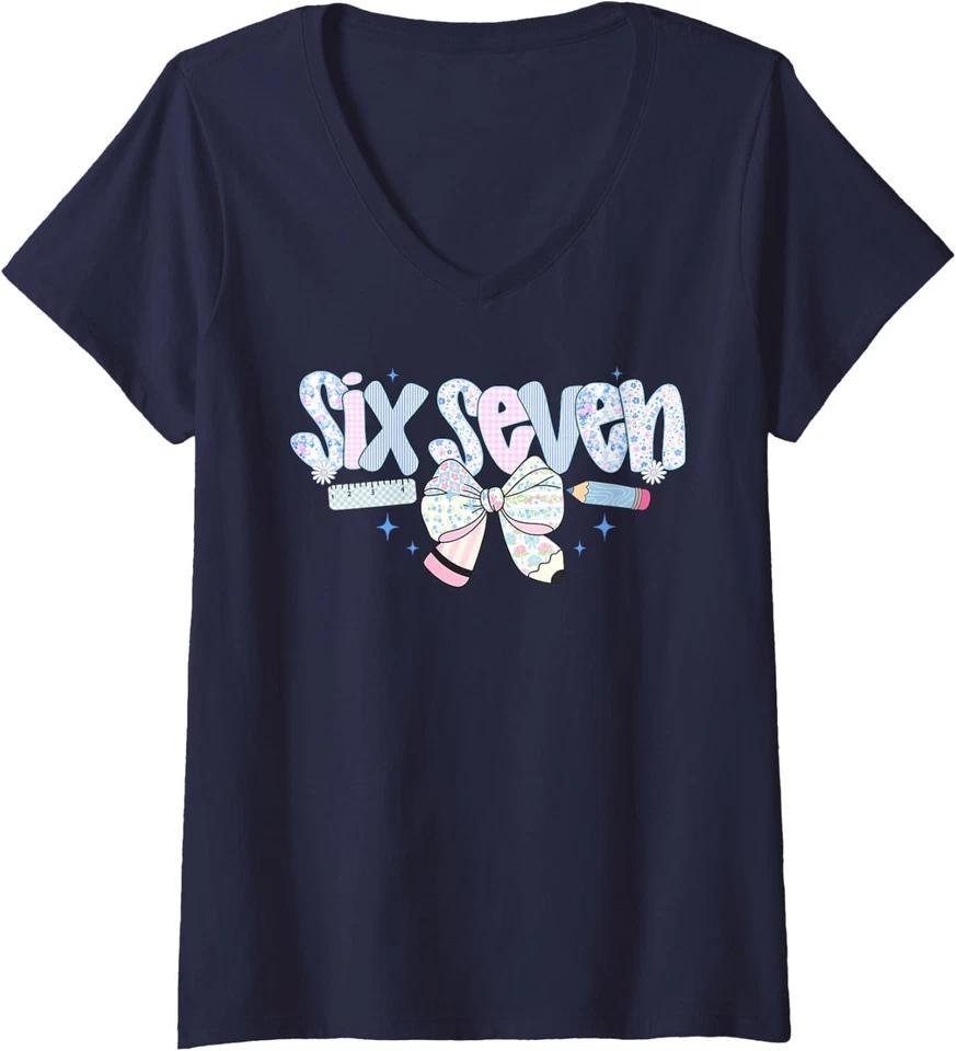 67 Funny Six Seven Gen Alpha Bigfoot Meme Ladies V-Neck Tshirt S