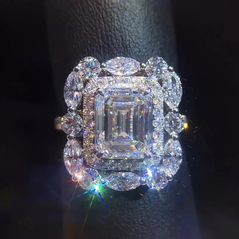 Ny Glitrende Firkantet Geometrisk Design Ringlys Luksus Personlig Mote Stil Forlovelses- og Bryllups Tilbehør