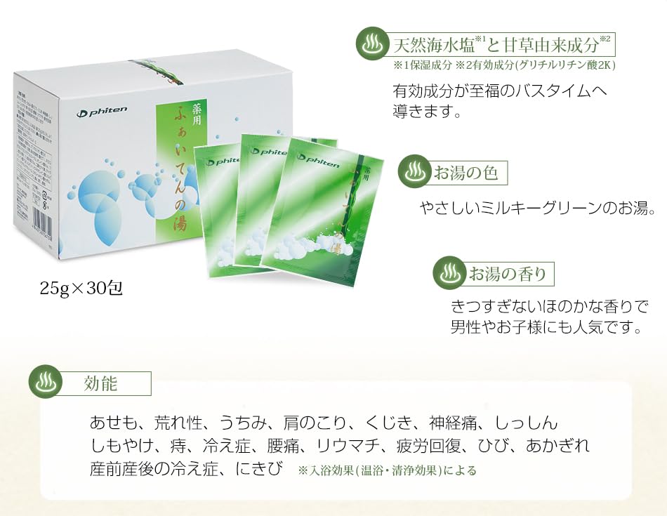 Phiten Medicinal Faiten No Yu (1 Box of 30 Bags)