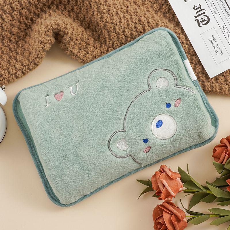 Plush Hot Water Bottle with Thick Cloth Cover for Women's Abdomen