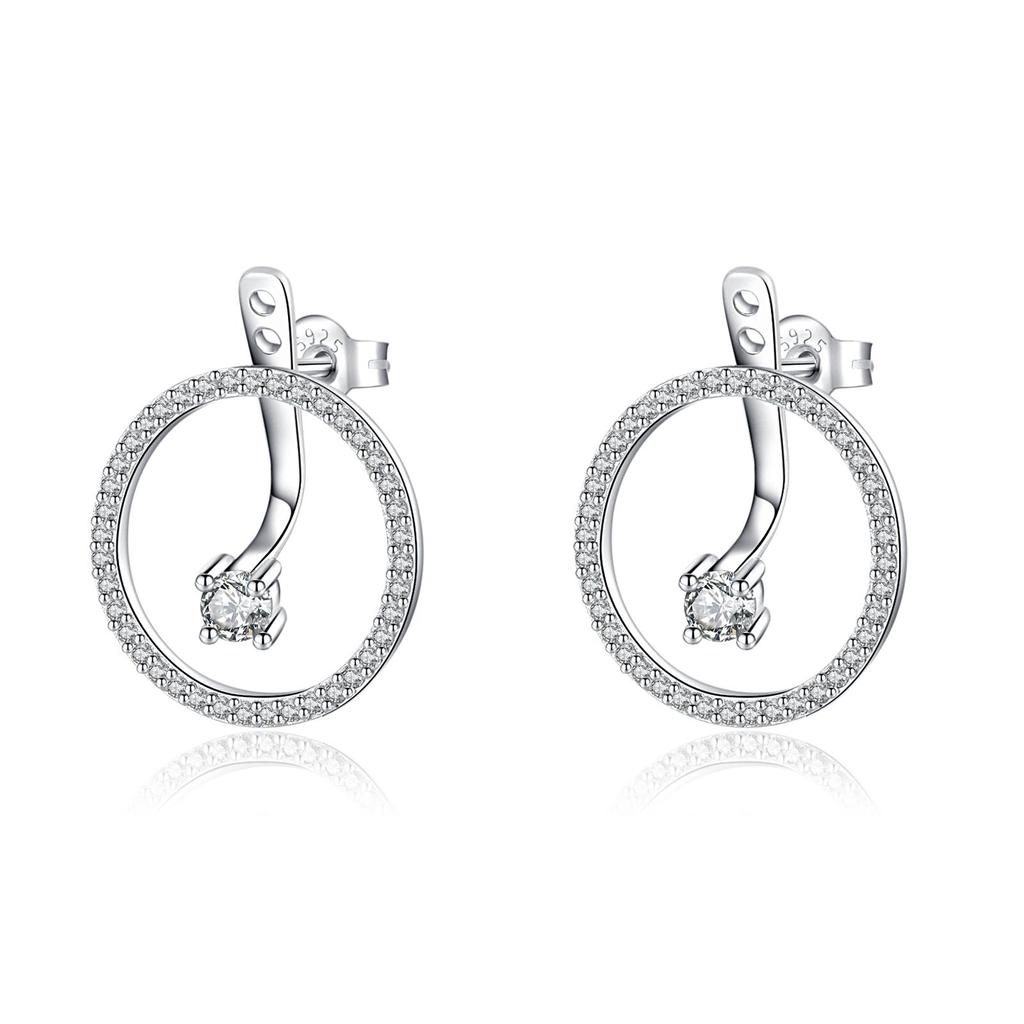 ANDYWEN 925 Sterling Silver Two Way Circle Round Zircon Pave Piercing Pendientes Luxury Stud Earring Luxury Fine Jewelry