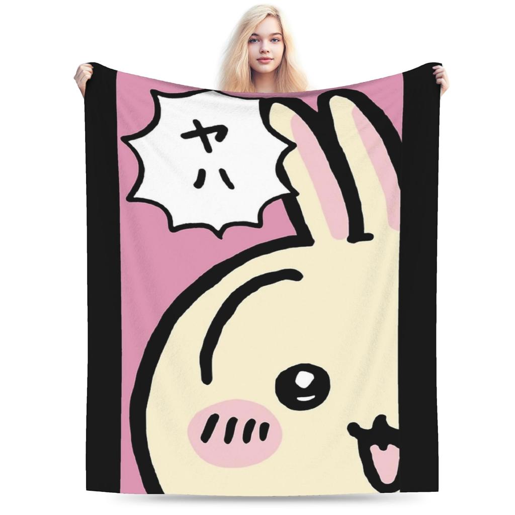Peek a Boo Usagi Chiikawas Hachiware Blanket Fleece Spring Autumn Ultra-Soft Throw Blankets for Bed Bedroom Bedding Throws