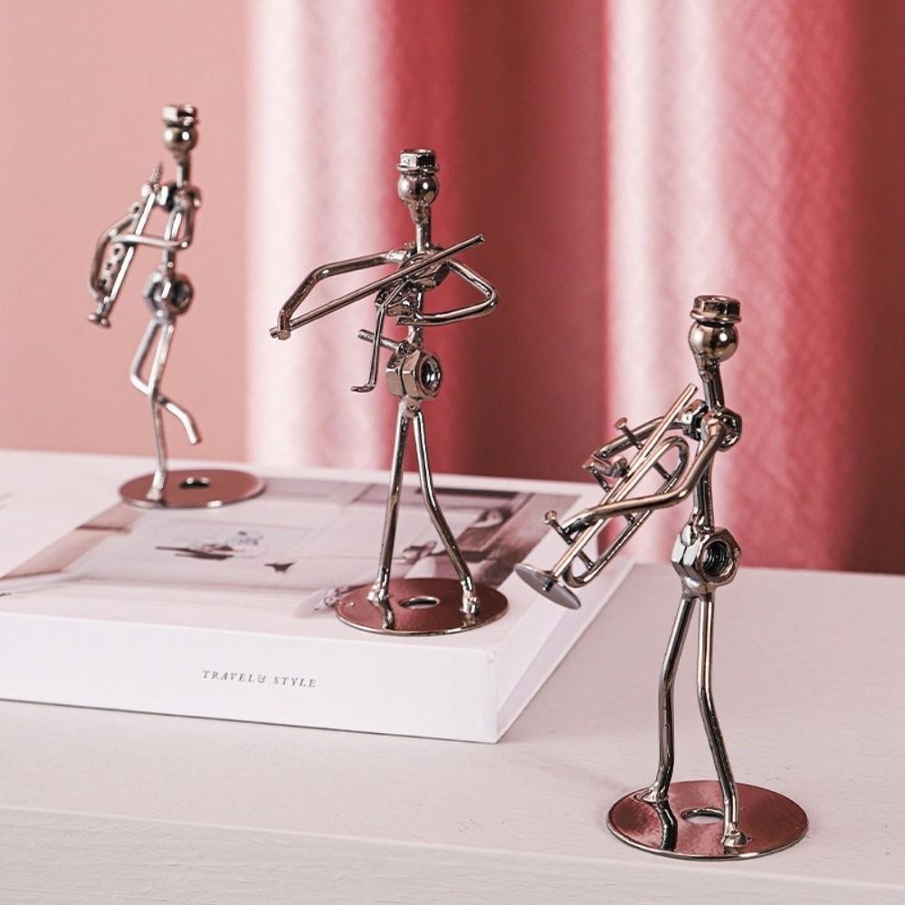 Metal Guitar Player Statue Violin Band Man Model Mini Decoration Handicraft For Music Lovers