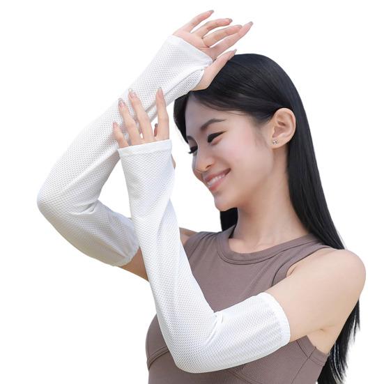 Women Sun Protection Sleeves, Cooling UV Protection Arm Sleeves with Thumb Hole, Breathable Loose Fit UV Blocking Sleeves for Hiking Cycling Driving