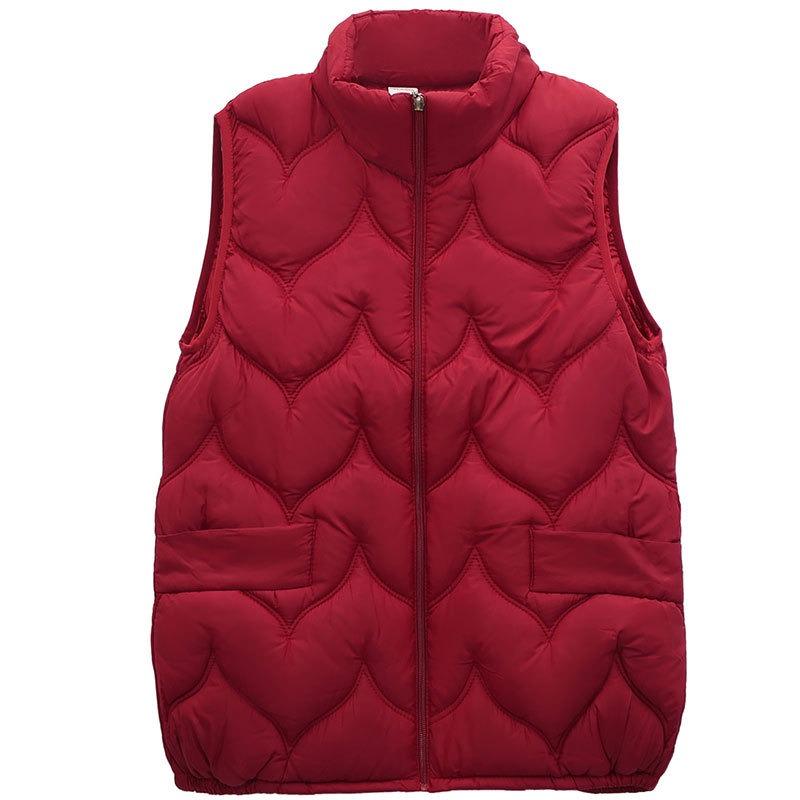 Autumn and Winter New Down Cotton Vest Mother Large Size Stand-up Collar Cotton Vest Middle Old Woman Warm Top Vest