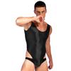 Mens Glossy Bodysuit High Cut Sleeveless Leotard One-piece Swimsuit for Sports Fitness Swimming