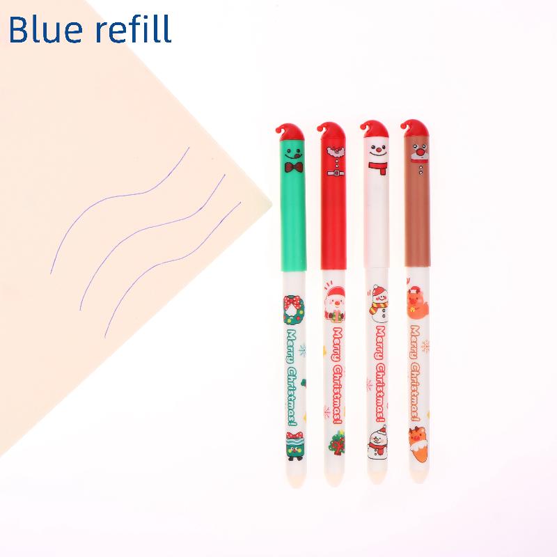 

4 шт. Мультяшная Рождественская ручка-стирачка с гелевыми чернилами Милая 0,5 мм Синие/Черные чернила Подписные ручки Школьные принадлежности синий