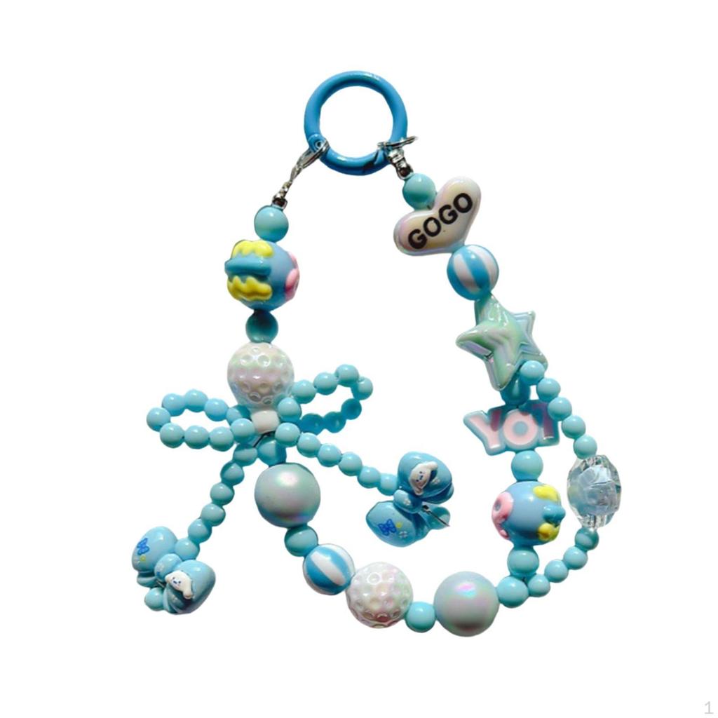 Beaded Keychain Car Key Holder Backpack Accessories Decor Ornament Wristlet Bracelet Cute Chain