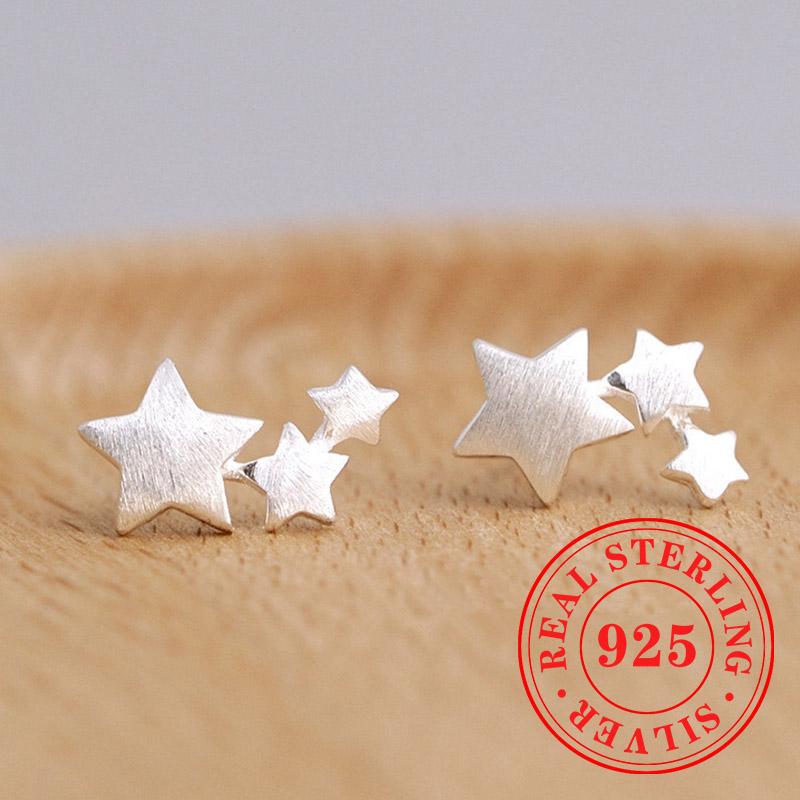 Sterling Silver Star Earrings for Women New Trendy Aesthetic Korean Ear Accessories Simple Charms Daily Party Jewelry