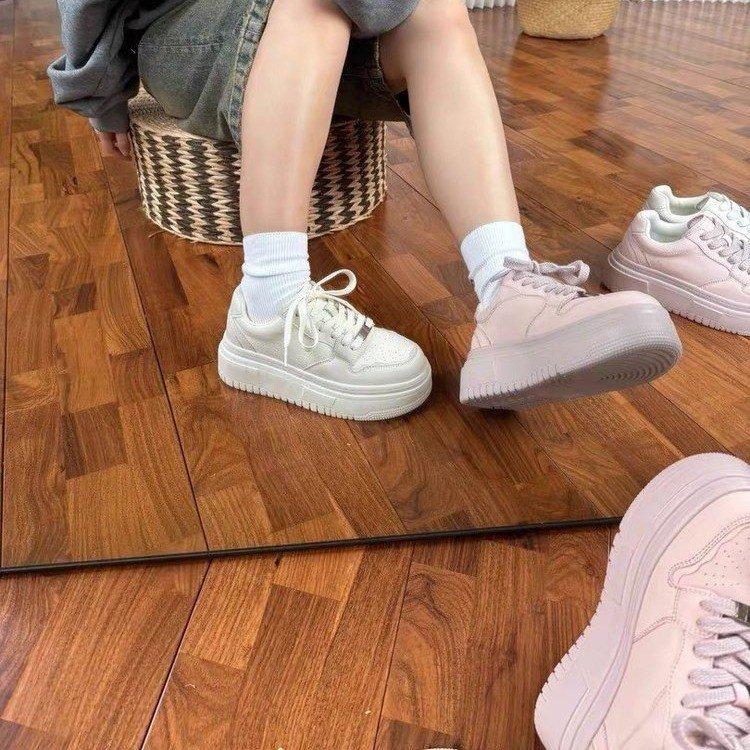 European real soft leather thick-soled little white shoes women's 2025 spring new popular muffin versatile board shoes casual student shoes