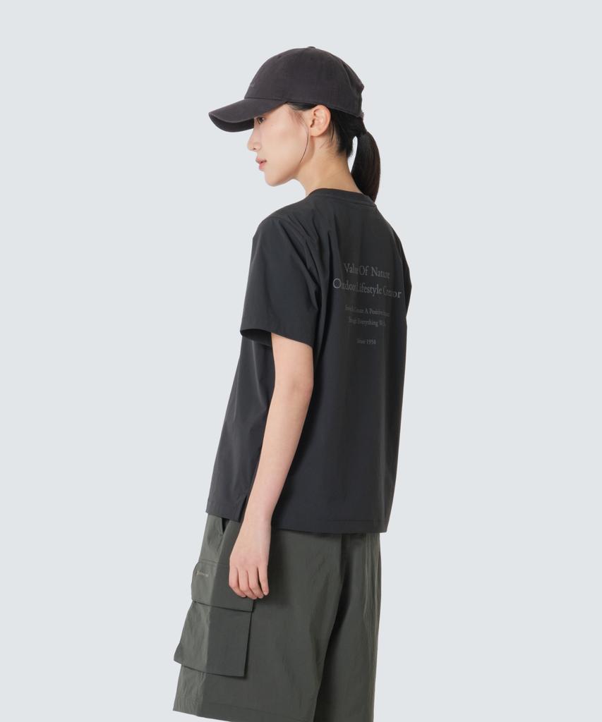 SNOWPEAK APPAREL Thin Tech Women'S Lettering Short Sleeve T-Shirt (S26Mwsts33) Dark Charcoal