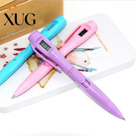 Roller Ball Pen Digital Watch Lightweight Clip Design Plastic Electronic Clock for Writing Color Ballpoint