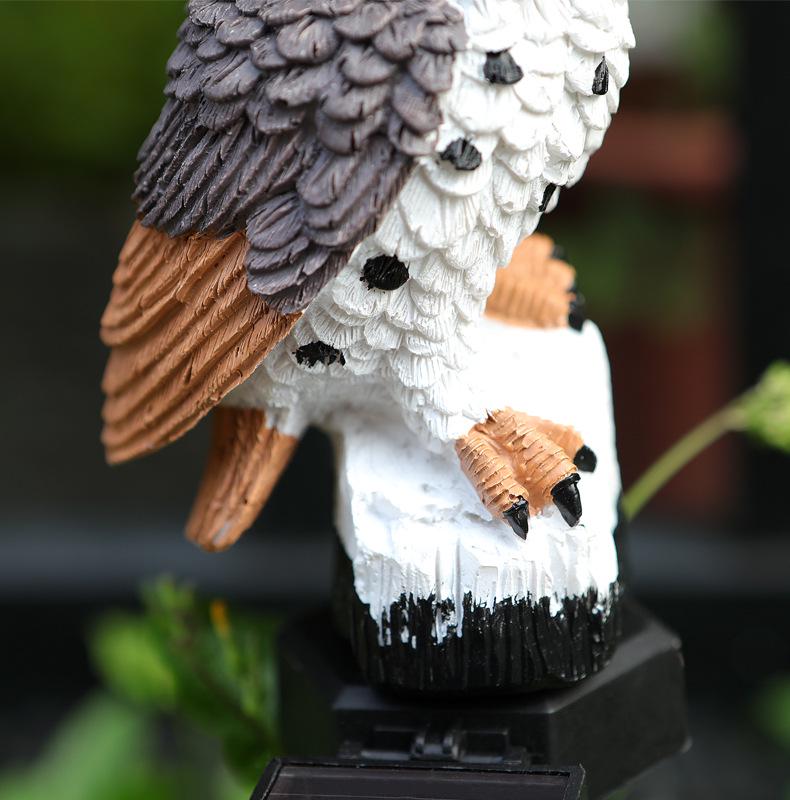 Solar-Powered LED Owl Garden Lamp - Resin Animal Yard Decor