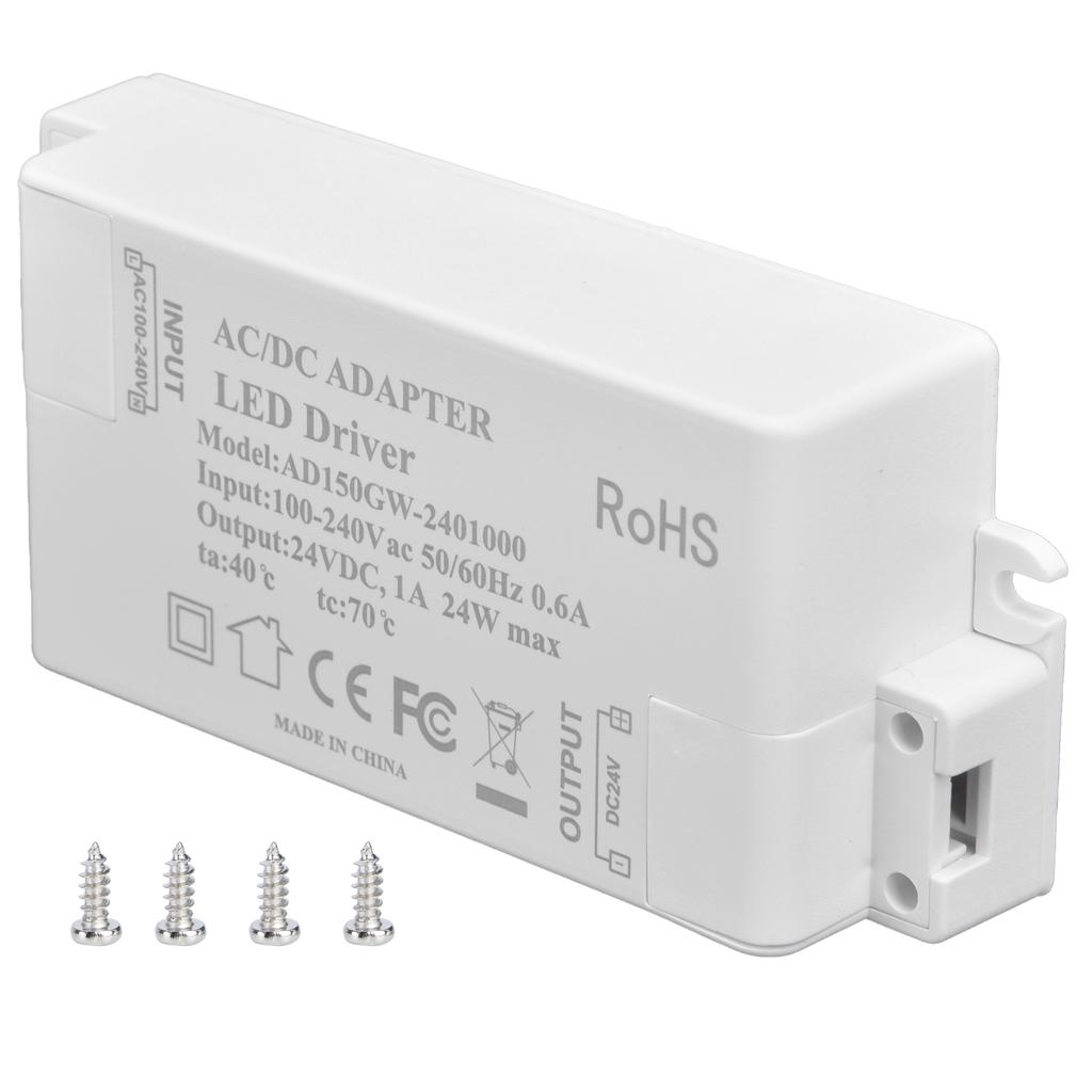 DC 24V 24W 1A LED Driver Constant Voltage Flame Retardant Efficient DIY LED Power Supply AC