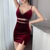 ISLAYCAOLILA Cabaret Mini Club Party Tight Mini Shrina Dress, Dress, Dress, Dress, Camisole, See-through, Sleeveless, Sheer, Waist-marked, Slit,