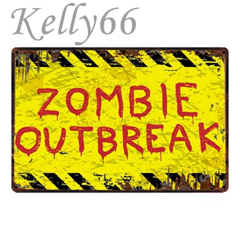 

[ Kelly66 ] Zombie Outbreak Metal Sign Tin Poster Home Decor Bar Wall Art Painting 20*30 CM Size y-1732