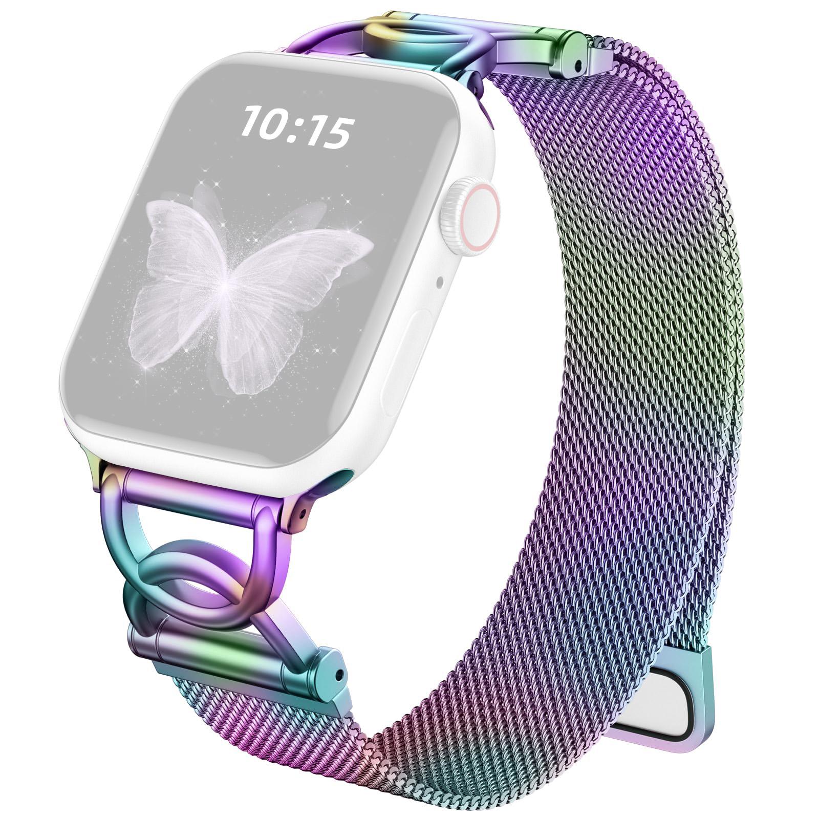 

Watch Band For Apple Watch Series 11 10 42mm/9 8 7 41mm/SE3 SE2 SE 6 5 4 40mm/3 2 1 38mm DC-Shape Magnetic Clasp Stainless Steel Strap E