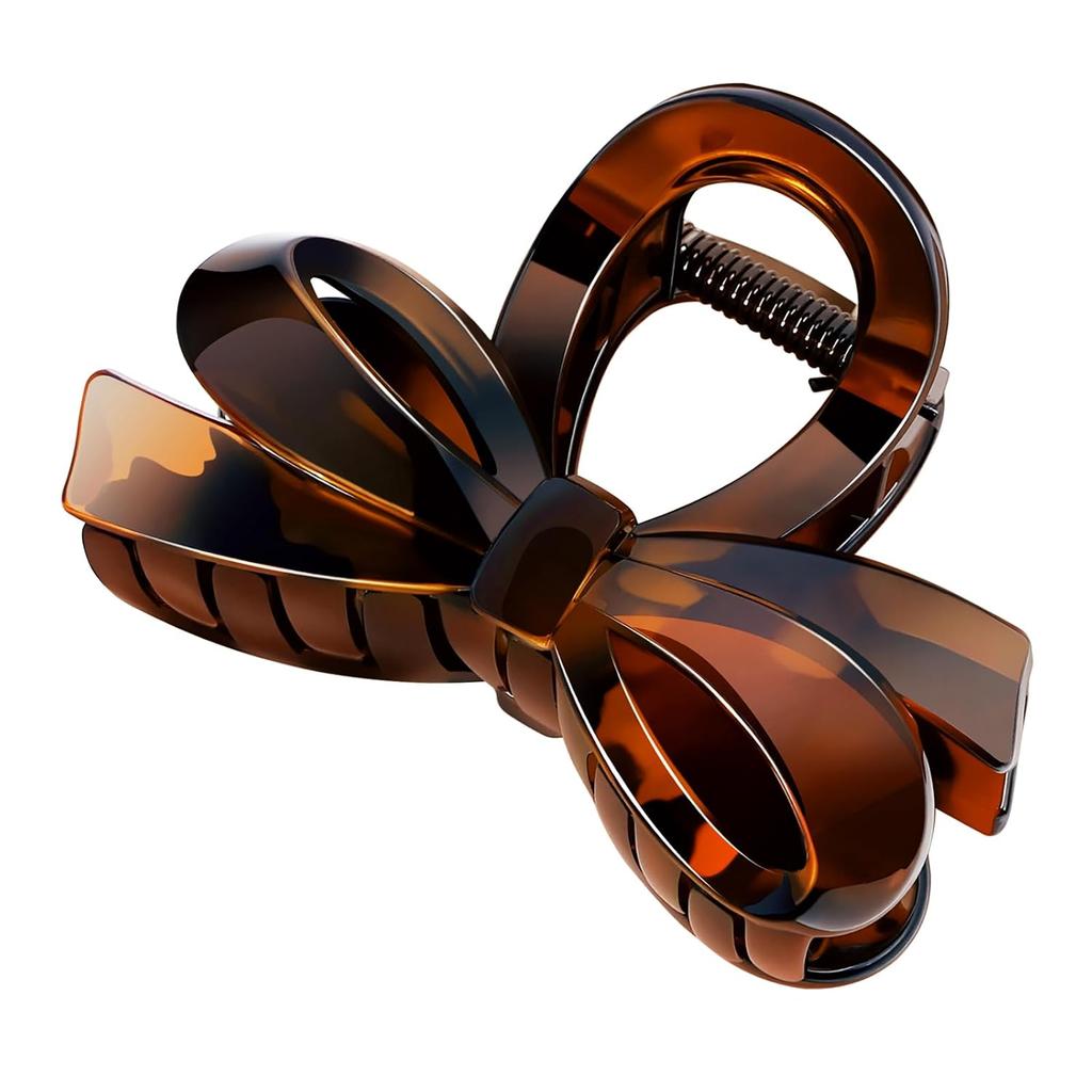 KISARG Hair Clip Small Holder Ribbon Bun Barrette Secure Strong Lightweight Accessory Stylish Light Tortoiseshell