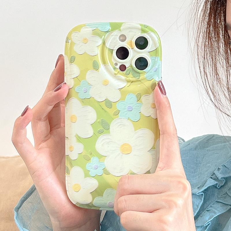 Korea Ins Tulpe Blumen Kunst abstrakte Öl Handytasche für Iphone 13 12 11 Pro Max X Xr Xs Max weiche Graffiti stoßfeste Abdeckung