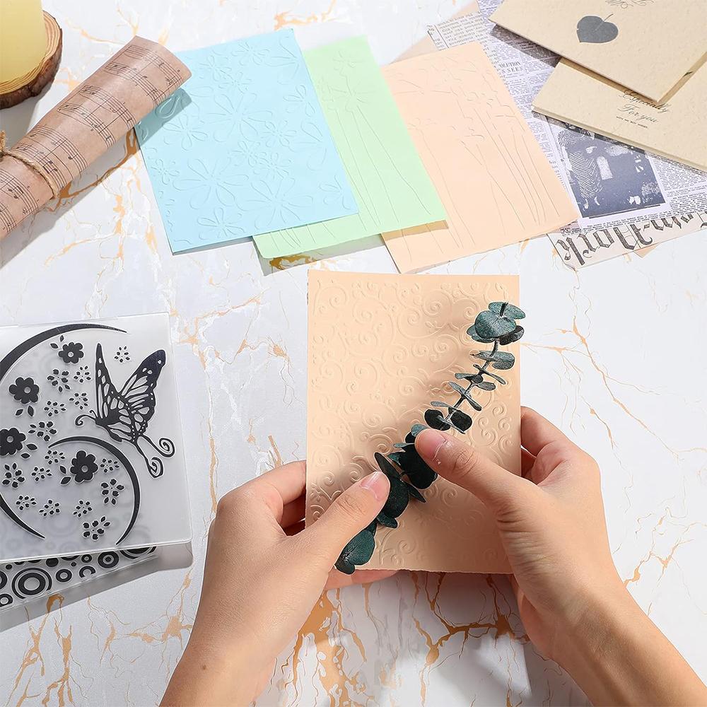 15 Styles Plastic Embossing Folder Template Molds Stamp Stencils DIY Handmade Art Craft Supplies Fondant Cake Decorating Mold