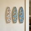 3 Pcs Wooden Surfboard Wall Decor Hollow Flowers Wall Art Beach Ocean Boho Wall Hanging Ornaments for Living Room Bedroom