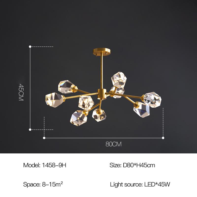 Modern Luxury Style LED Chandelier For Living Room Bedroom Dining Room Kitchen Ceiling Lamp Gold Copper Crystal G9 Pendant Light