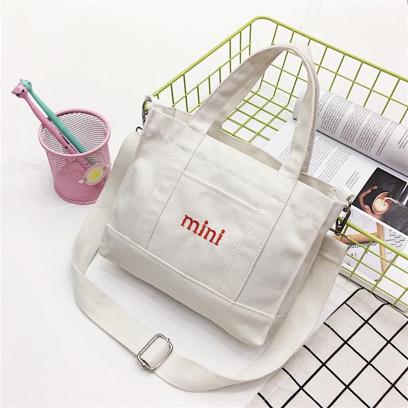 Fashion 2019 new dual-purpose canvas bag, fresh and casual simple letter student shoulder oblique span bag