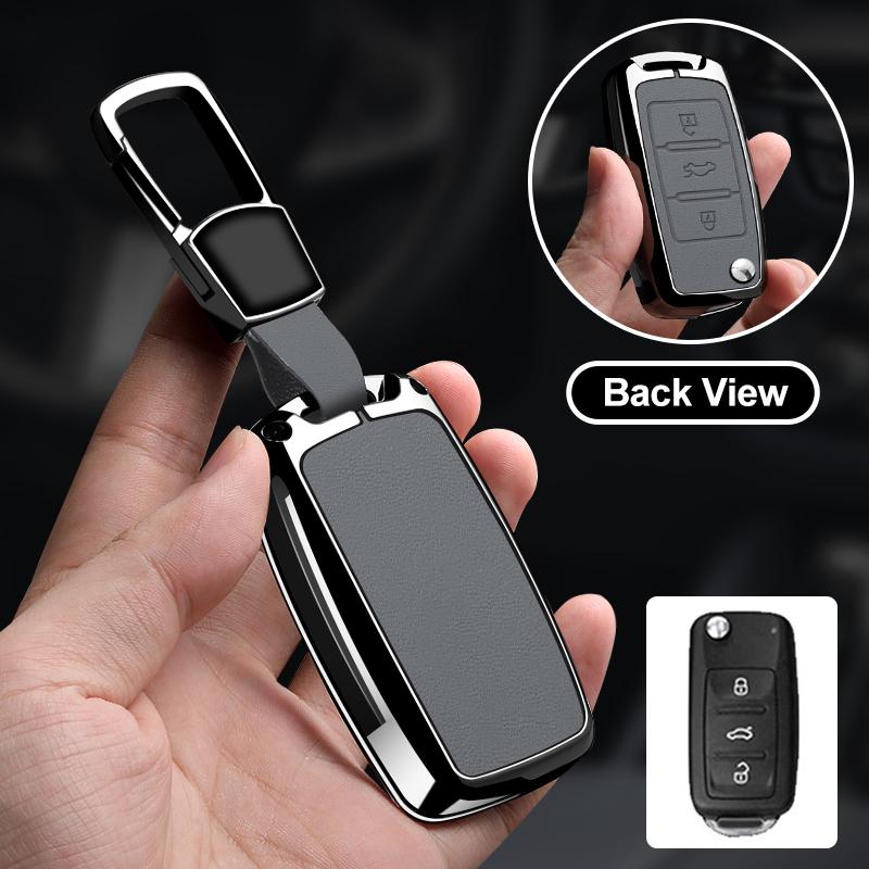 Zinc Alloy Leather Car Key Fob Case For Volkswagen Polo Tiguan Passat Beetle Scirocco Golf Jetta Lavida Skoda Octavia Key Fob
