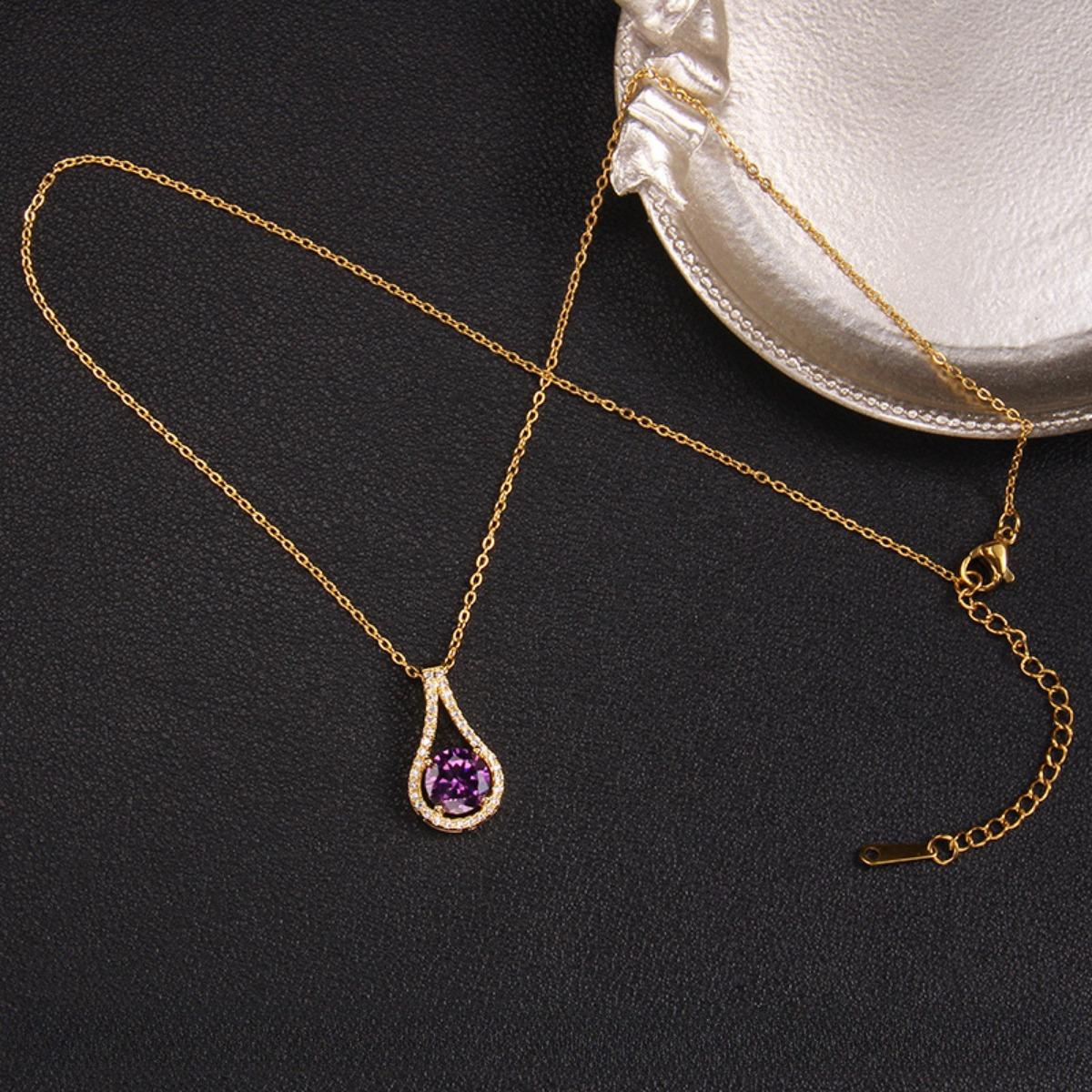 

Ожерелье с кулоном из фиолетового циркона, женское ожерелье с подвеской Ins Wind Wild, ювелирные изделия A894 фиолетовый