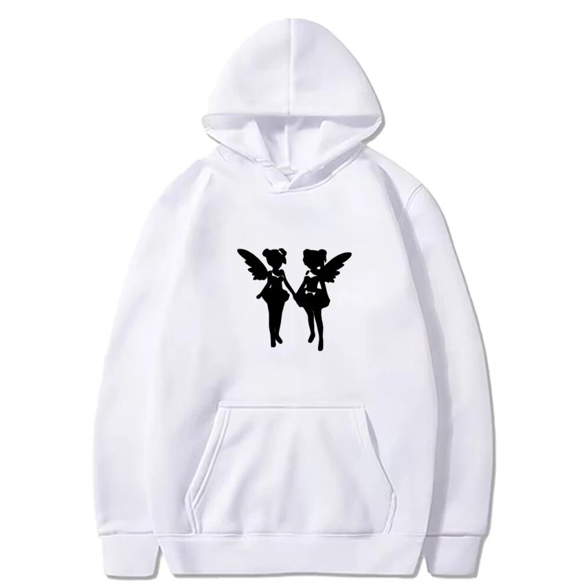 Silhouette of A Girl with Wings Printed Sweatshirt Hip Hop Pullovers Women Autumn Winter Vintage Fleece Long Sleeve Hoodies