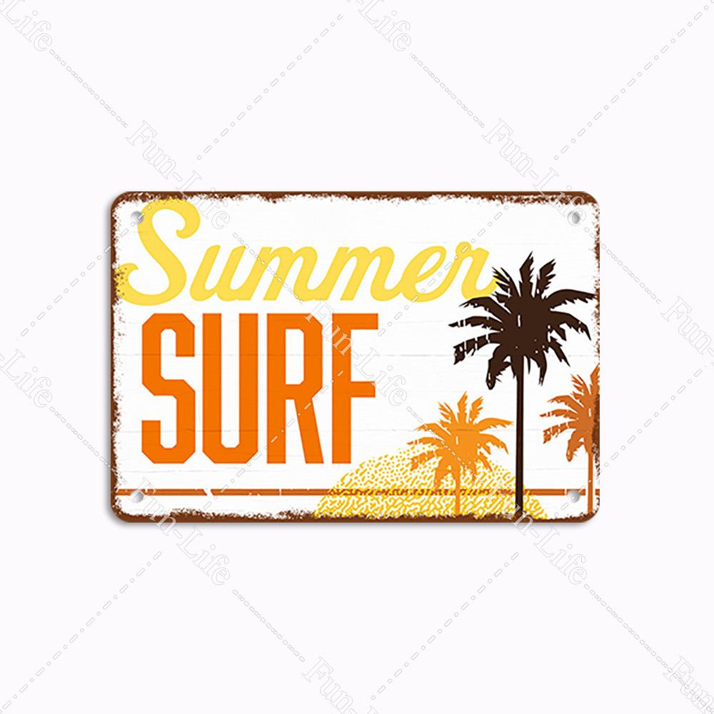 Beach Tin Sign Bar Pub Cafe Shop Wall Surfing Decoration Vintage Metal Art Sticker Poster Home Decor Iron Plate 20x30 cm