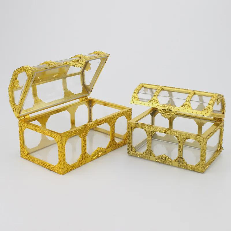 Cutie creativă de comori din aur transparent pentru decorațiuni de bijuterii, bomboane sau tort