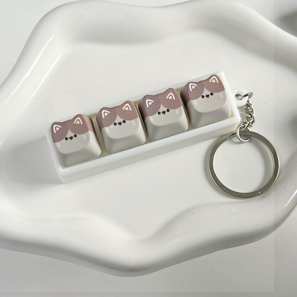 Finger-Tip Pressing Fidget Keychain Cat Fidget Toy Keyboard Fidget Toy Keycap Keychain  Gifts