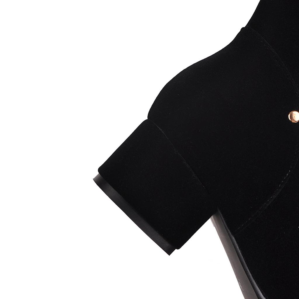 Women's High-heeled Boots Autumn and Winter Comfortable Versatile Thick-heeled Large-size Medium Boots