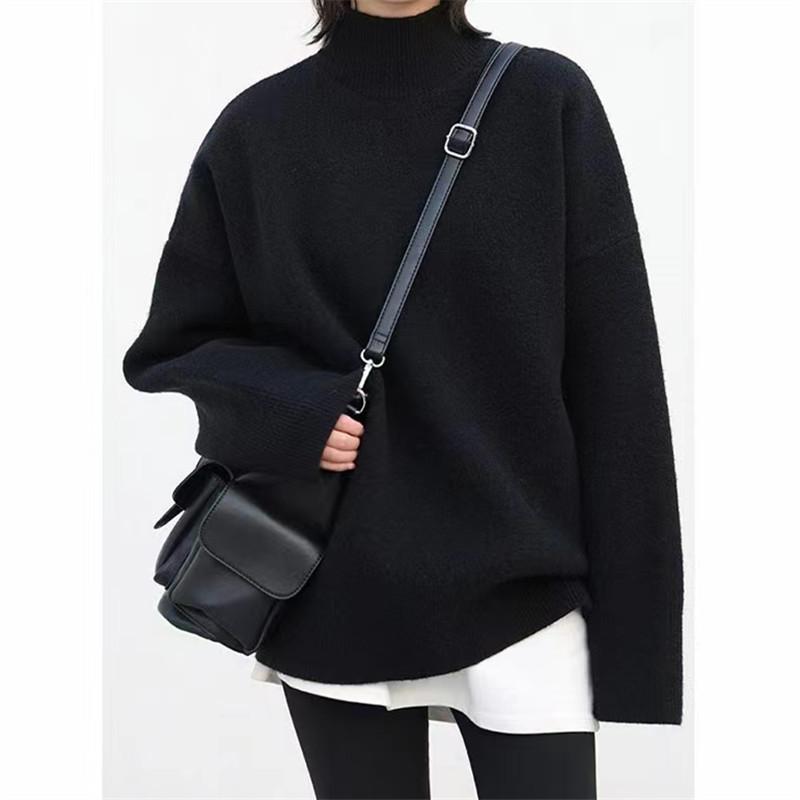 Women's Fall/winter Semi-turtleneck Solid Color Loose Short Knit Sweater