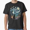Black Cat Pumpkin Starry Night Halloween T-shirt