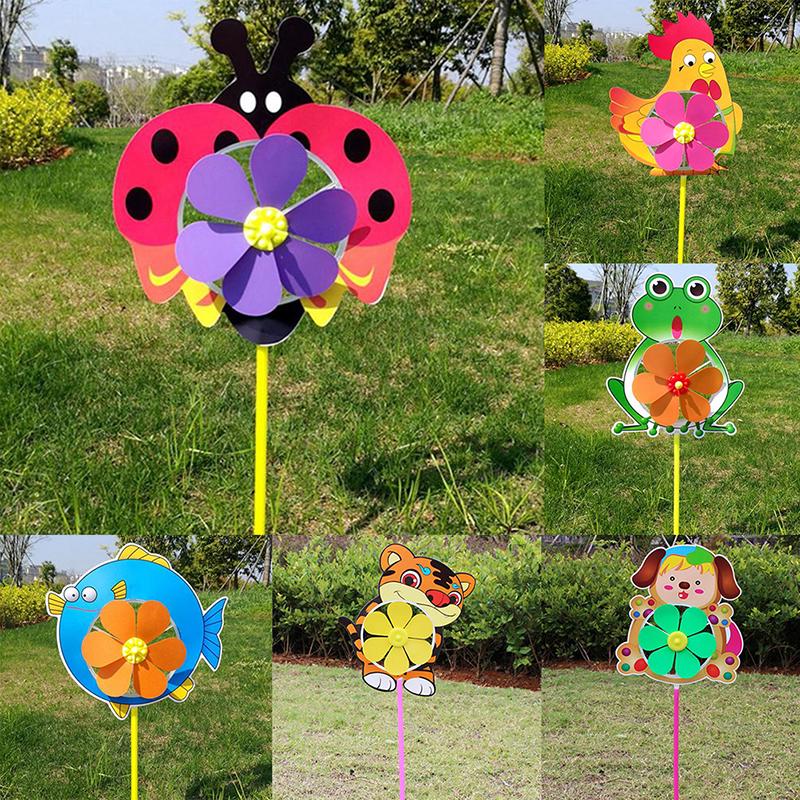 Lovely Cartoon Handmade Windmill Wind Spinner Kids Toys Yard Garden Decor