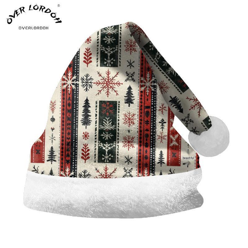2024 Czapka Mikołaja z dwustronnego polaru z dodatkowym aksamitem dla dorosłych i dzieci z nadrukiem na zamówienie