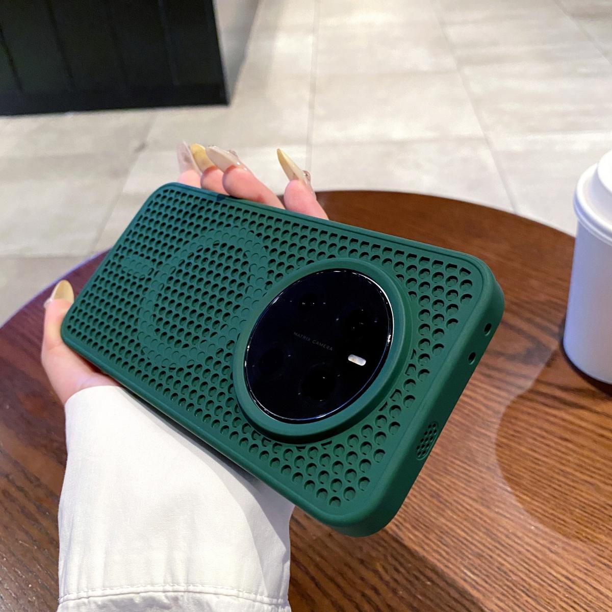

Luxury Heat Dissipation Hole For Magsafe Magnetic Hard Case For Huawei Honor 7 Pro Breathable Cooling Mesh Wireless Charge Cover HONOR Magic7 Pro темно-зеленого
