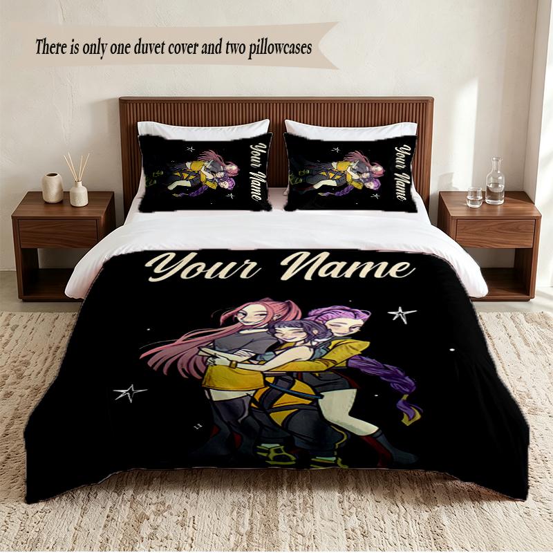 HUNTRIX Personalisierte Individuelle Name 3-teiliges Bettwäsche-Set Weiches Bettbezug-Set Für Schlafzimmer Heimdekoration