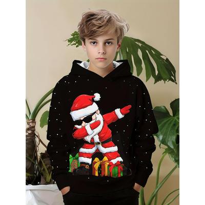 Christmas Cute Santa Printed Hoodie Sportswear Fashion Party Long Sleeve Hoodie Girl Comfortable Hoodie Children's Clothing
