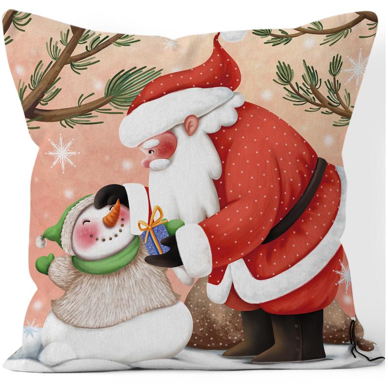 

Чехол на подушку с изображением мультфильма «Рождественский снеговик», «Санта-Клаус», праздничный чехол для подушки для дома и автомобиля 40x40cm